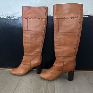 Chloe Tucson knee whipstich patchwork boots   3 1/4” heel,  Size 37.5